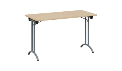 SLA 125 lak skládací jednací stůl 1250x600, deska 25 mm, podnož stříbrný lak, deska bříza světlá